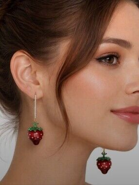Betsey Johnson Chocolate Dipped Strawberry Dangle Earrings